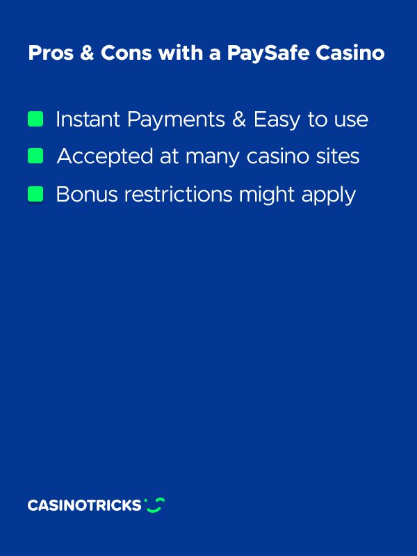 pros and cons with paysafe casinos online